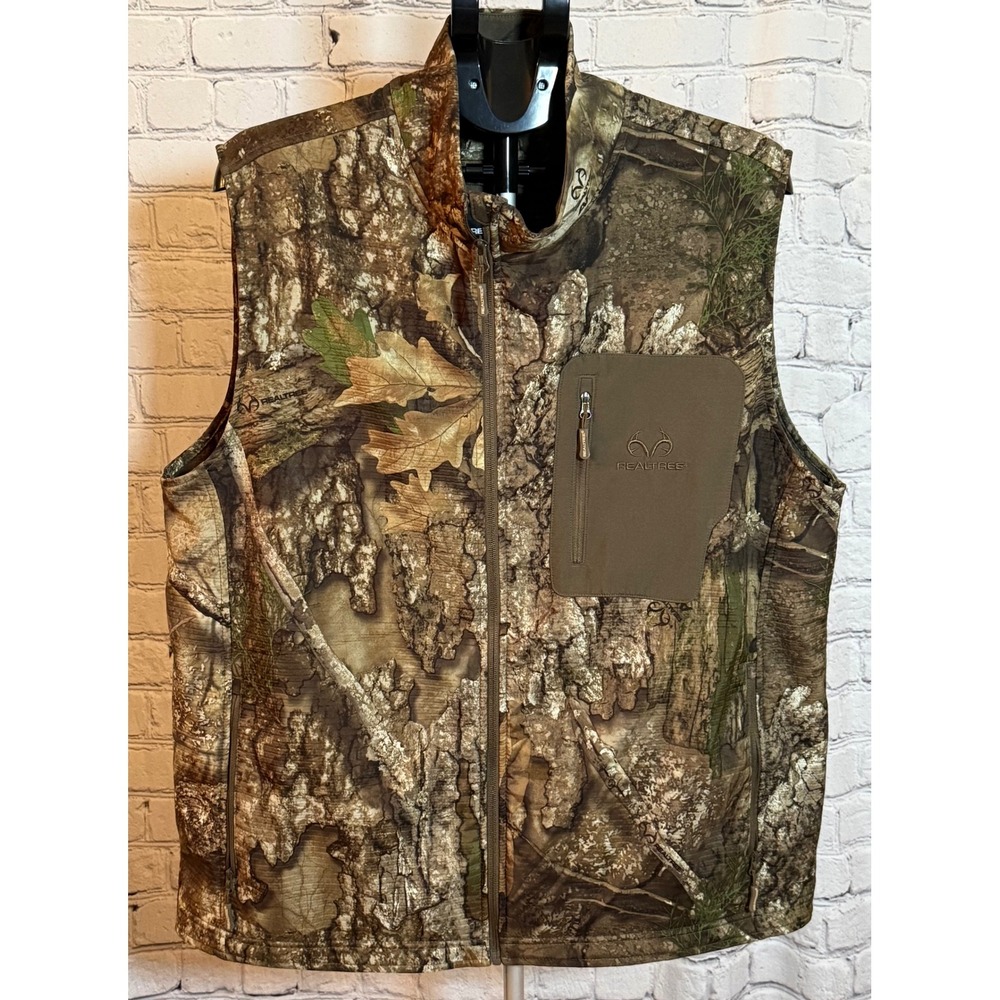 Realtree APX Mens Camo Full Zip Fleece Lined Hunting Vest XL Style 1008 Brown